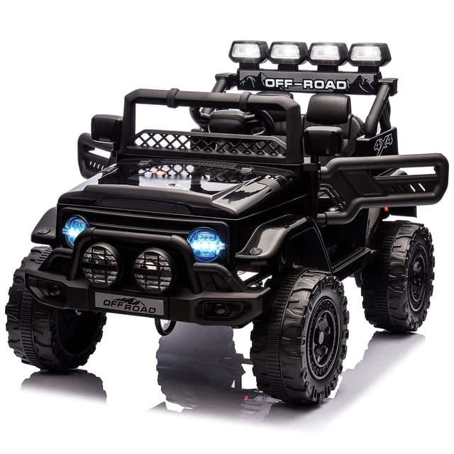 EDTara 12V Ride On Truck Car, Battery Powered Car w/Remote Control, Spring Suspension, LED Lights, Bluetooth, 3 Speeds, Electric Car for Kids