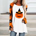 thumbnail image 1 of Costumes d'Halloween pour Femmes 2023 en Liquidation Surdimensionnés Femmes Décontracté Manches Longues Col Rond Hauts Blouse Ample Imprimé d'Halloween, 1 of 5