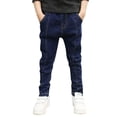 thumbnail image 1 of Jeans Coupe Droite Régulière pour Garçons - Pantalon en Denim Décontracté, Extensible, Taille Élastique, 4-14 Ans, 1 of 6