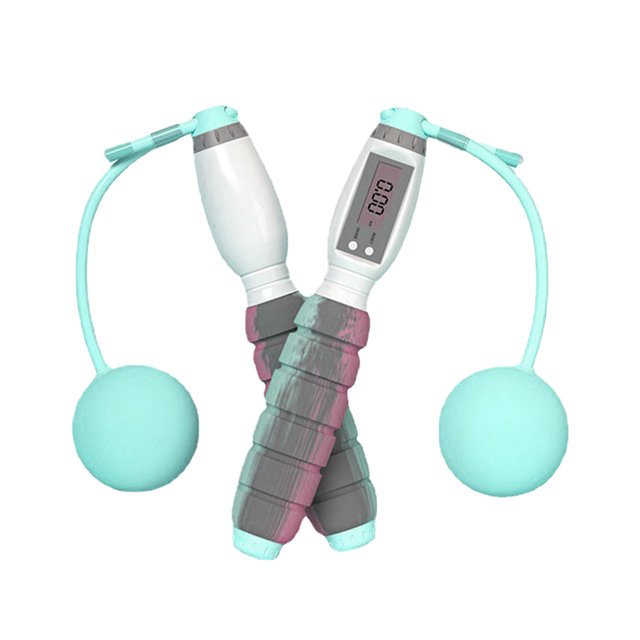 Corde à Sauter Sans Fil avec Longueur Ajustable et Compteur Numérique, avec Poignées en Mousse Épaissie et Balles Lestées pour la Mise en Forme Intérieure et Extérieure. les Poignées Incluent un Affichage pour le Suivi du Minuteur, du Poids, des calories et des laps. Conçue pour Adultes et Enfants, Convient à la Boxe, à l'Exercice et à la Mise en Forme Générale.