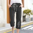 thumbnail image 2 of Sijiajgjfu Pantalon Capri pour Femmes en Coton et Lin Imprimé Capri Noir TG, 2 of 4