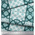 thumbnail image 2 of Soimoi Modal Satin Fabric Check & Quatrefoil Patchwork Print Fabric by the Yard 42 Inch Wide, 2 of 3