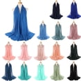 thumbnail image 4 of Scarf Plain Bubble Chiffon Solid Color Hijab Long Shawl Headscarf for Ladies, 4 of 7