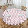 thumbnail image 2 of Tablecloth Pink Check Bow Pattern Round 60 x 60 Inch Table Cover Polyester Stain and Wrinkle Resistant Table Cloth for Kitchen Dining Coffee Party, 2 of 5