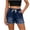 Bleu Foncé, variante sur Ziynglg Shorts pour Femmes Taille à Nouer Jambe Grand Shorts en Denim Coupés Shorts d'Été Extensibles Amples Couleur Unie avec Poche