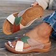 thumbnail image 3 of Orthopedic Sandals for Women Wedge Slide Cross Straps Color Block Open Toe Soft Sole Non Slip Comfortable Walking Sandals Brown, 3 of 9