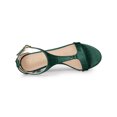 thumbnail image 4 of BLISSFUL STEP Women's Shoes T-Strap Embossed Kitten Heel Buckle Closure Open Toe Dress Sandals Dark Green 7.5, 4 of 7