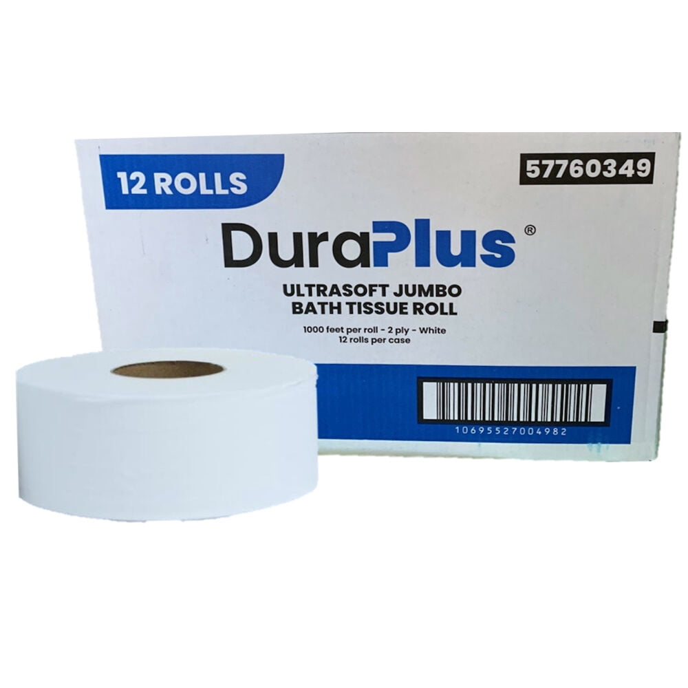 DuraPlus® Universal Jumbo Bathroom Tissue, 2-Ply, White, 12 Rolls/Case