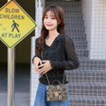thumbnail image 2 of Vintage Snake Print Shoulder Bag Small PU Chain Crossbody Handbag (Beige), 2 of 7