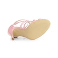 thumbnail image 3 of BLISSFUL STEP Chaussures pour Femmes à Brides à Lacets à Bout Ouvert Sandales Habillées à Talon Aiguille Haut Rose 9, 3 of 8