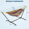 thumbnail image 5 of Hamac avec Support – Acier Réglable Robuste pour 2 Personnes – Capacité de 500 lb – Polyester Coton Portable – Sac de Transport Imperméable – Patio, Jardin, Camping et Balcon – Rayures Arc-en-Ciel Jaunes, 5 of 5
