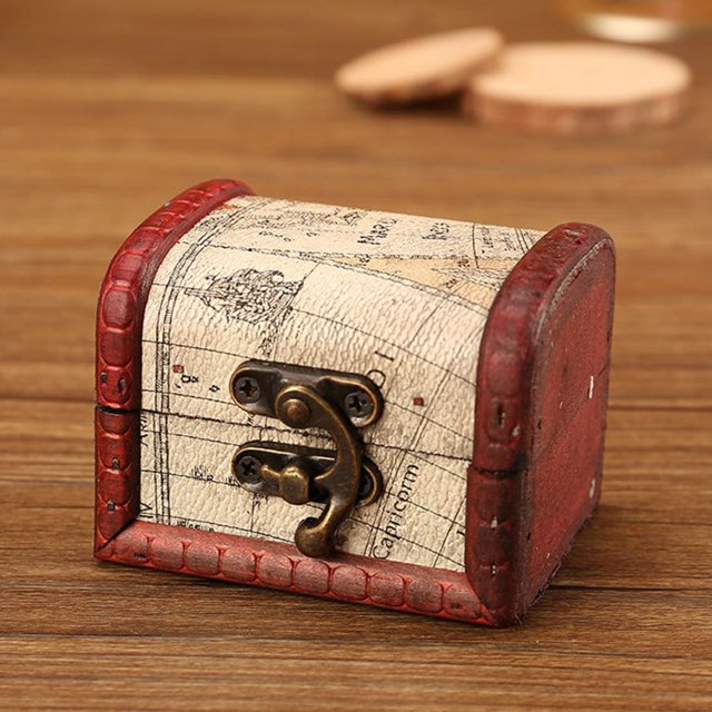 Vintage Wood Jewelry Box with Mini Metal Lock, Wooden Treasure Box for Storing Jewelry Pearl Bracelet Earrings Necklace Brooch, Jewelry Boxes for Home Travel Decoration with Space-Saving