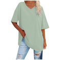 thumbnail image 1 of WEIYLL Womens T-Shirts Ladies Basic Solid Color V Neck Short Sleeve Light Green Tees Sizes XXL, 1 of 5