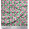 thumbnail image 1 of Soimoi Tissu Satin Soie Tissu à Rayures et Imprimé Floral de Roses au Mètre 42 Pouces de Large, 1 of 3