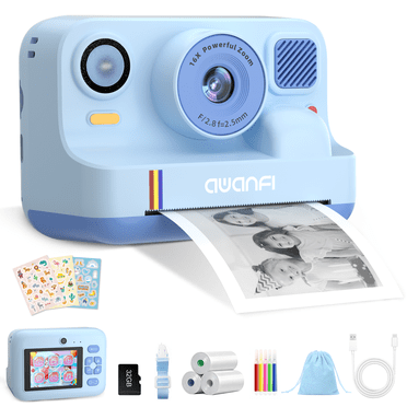 AWANFI Instant Camera for Kids, Polaroid Camera , Instant Print Camera for Boys, Girls,Digital Camera with 32G SD Card, Birthday Gifts for Kids Age 3-12 Blue