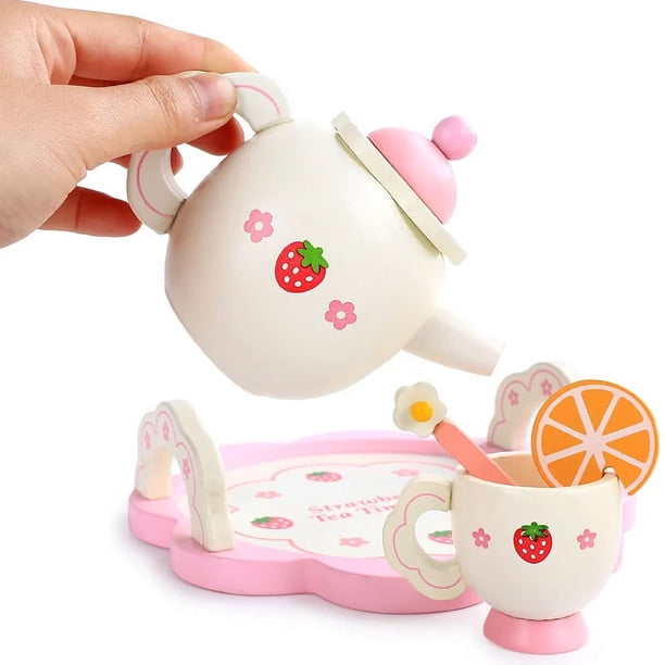 Service à Thé En Métal 31 Pièces Pour Enfants – Théière, Tasses, Assiettes, Plateau, Gâteaux – Jeu D’imitation – Dès 3 Ans