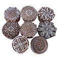 thumbnail image 1 of Lot Of 8 Pcs Indian Wooden Textile Stamps Hand Carved Printing Block Brown Stamp, 1 of 4