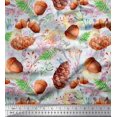 thumbnail image 1 of Soimoi White polyester Georgette Fabric Apricot, & Oaknut Fruits Fabric Prints by Yard 42 Inch Wide, 1 of 3