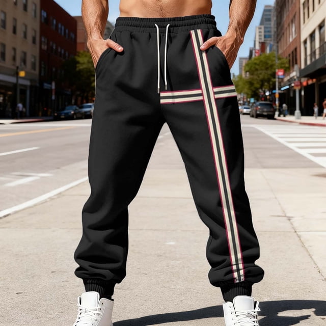 Ceisia Pantalon Décontracté Ample Uni pour Homme Taille Élastique à Cordon de Serrage Sport Cadeau Travail