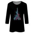 thumbnail image 4 of Pompotops T-shirt Ample Imprimé pour Femme Blouse à Manches 3/4 Col Rond Hauts Décontractés Liquidation, 4 of 4