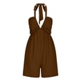 thumbnail image 4 of Gspmoly Short pour Femmes, Combinaison Courte d'Été Décontractée et Tendance Sans Manches à Bretelles, Taille Élastique, Double Poche, Short de Randonnée pour Femmes en Liquidation Brun m, 4 of 7