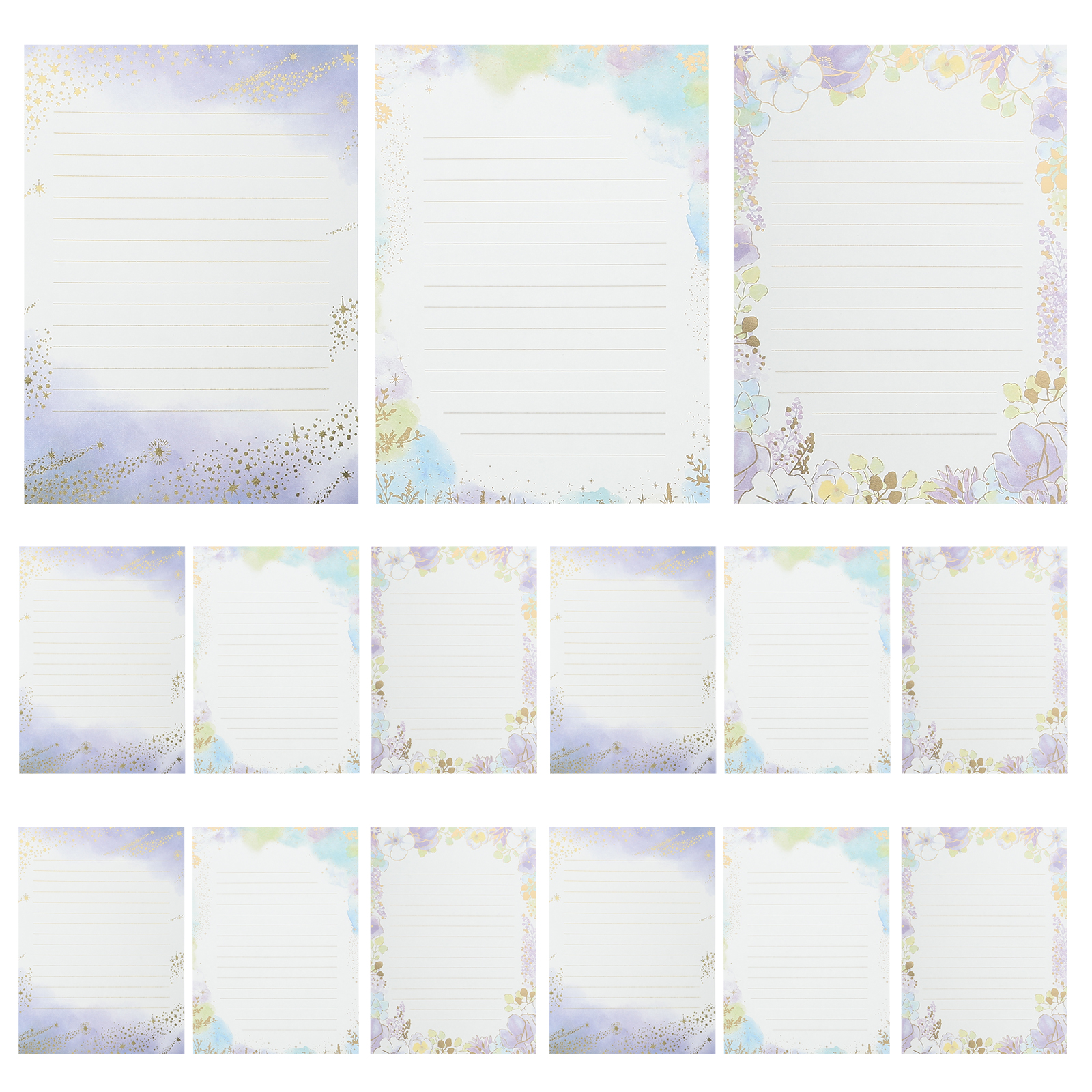 24 Sheets Stationary Letter Paper Set A5 Cute Colored Gold Foil Stamping Fancy Lined Stationery Writing Papers For Writing Letters Scrapbook Poem Crafts Wedding Invitation Printing Supplies