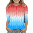 thumbnail image 2 of Splozh Longues Chandails à Manches pour Filles, Col Rond Décontracté, T-Shirt à Manches Trois Quarts, Haut Basique Régulier à Manches 3/4, Bleu Ciel, 12-13 Ans, 2 of 5