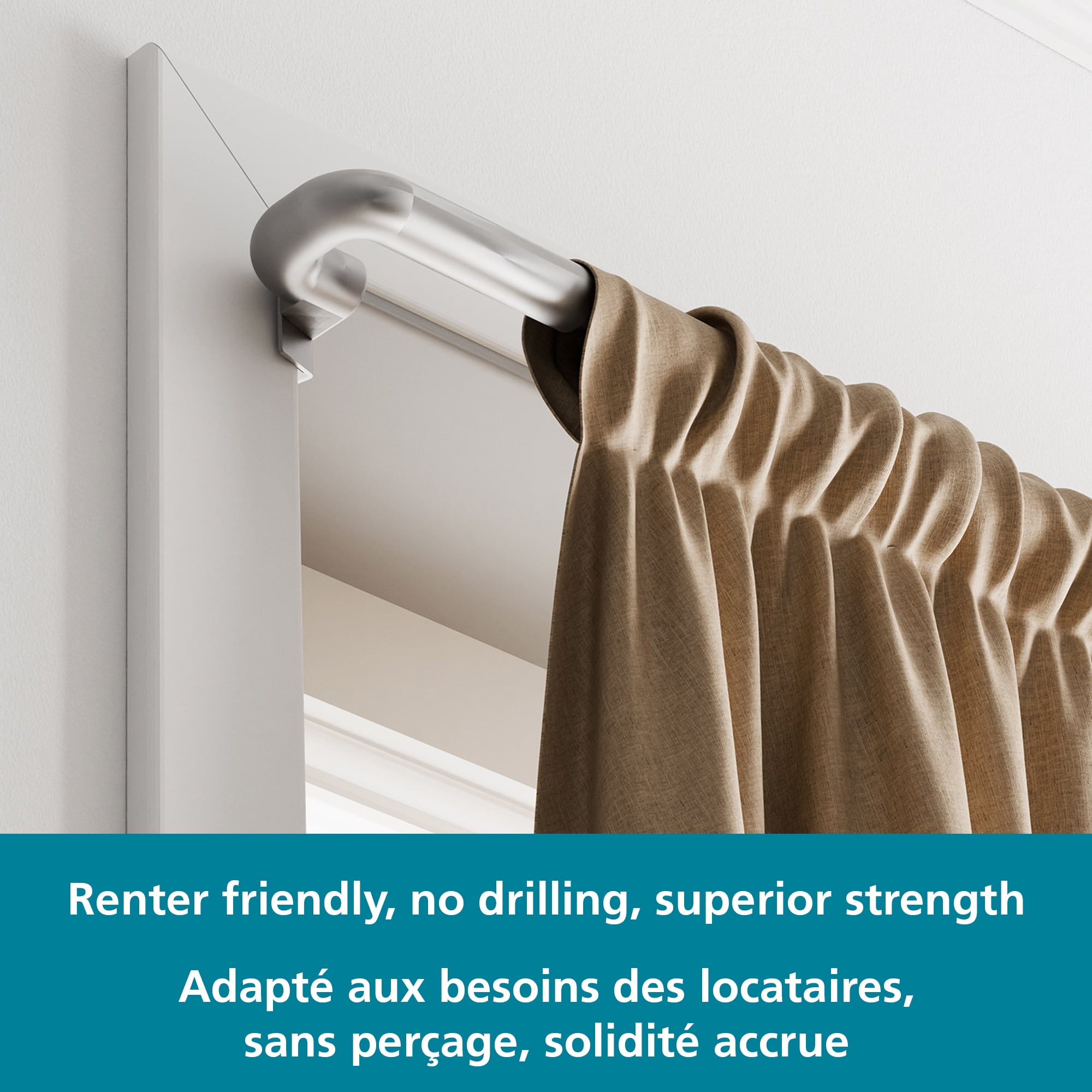 Mainstays Room Assombrissant la tige de rideau de fenêtre, sans perçage, réglable, 48 » - 84 » Nickel