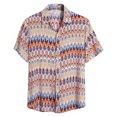 thumbnail image 1 of Leutsin Men Short-Sleeved Printed Color Buttons Cardigan Casual Shirt Tops, 1 of 3