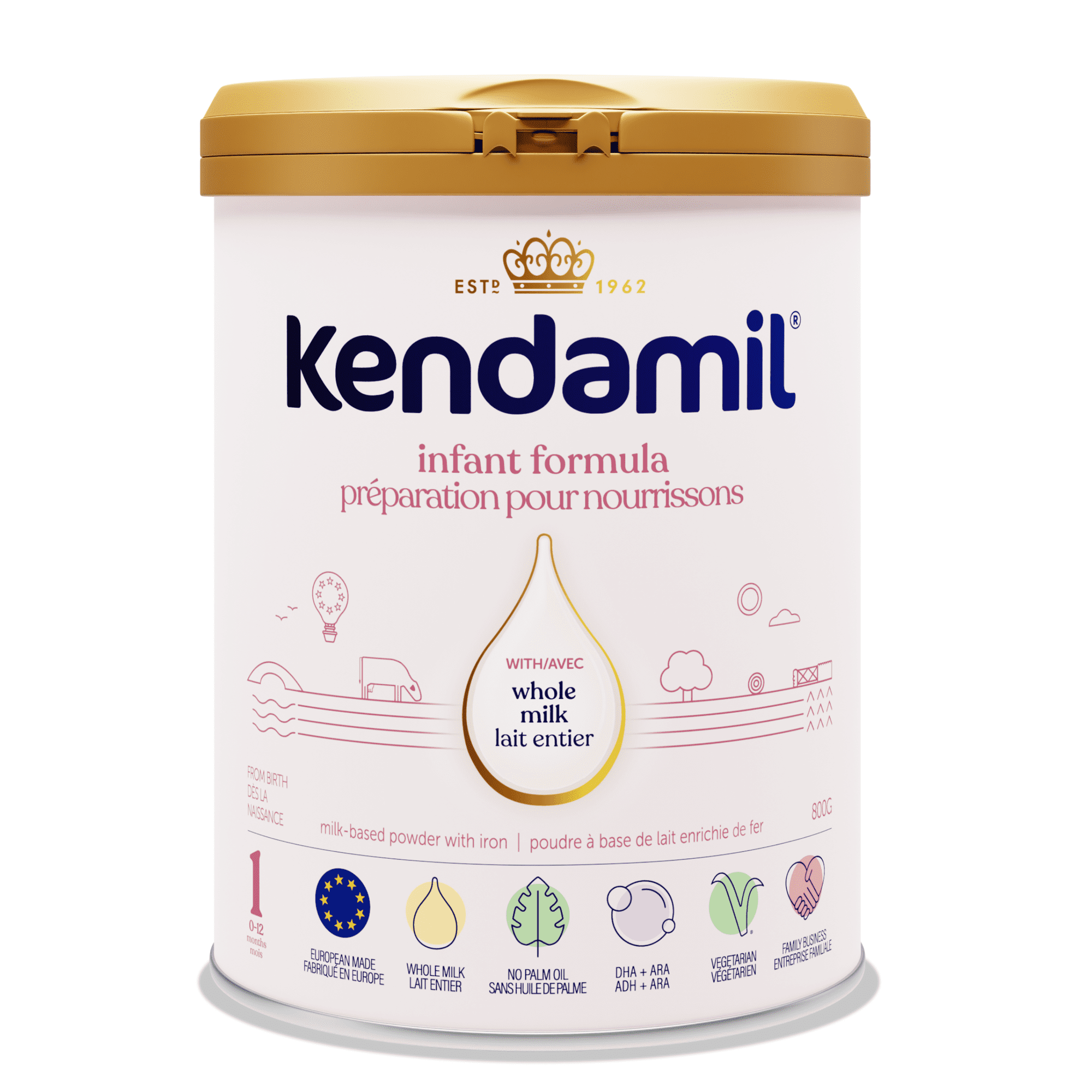 Kendamil Whole Milk Powder Baby Formula, 800g, European with HMOs