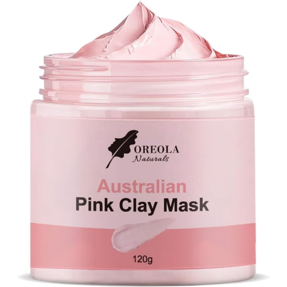Pink Clay Mask, 100% Kaolin Clay, Deep Pore Cleanser, Brightens and Perfect for Face and Neck by Oreola Naturals 120g (4.32oz)
