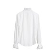 thumbnail image 4 of Blouses pour Femmes Printemps Bureau Mode Chemises Col Haut Volants Poignets Tunique Plissée Grande Taille Blanc, 4 of 7