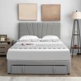 thumbnail image 4 of Gymax Queen Upholstered Bed Frame Platform Bed with Drawer & Adjustable Headboard Grey, 4 of 10