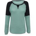 thumbnail image 4 of Pompotops Mode T-Shirt d'Été pour Femmes Manches Longues Patchwork Décontracté Blouse, 4 of 6