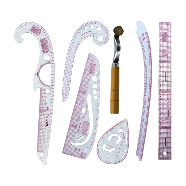 Règle de Couture Bricolage Ensemble Tailleur Designers Outils de Couture Durables Couturiers Ruler 6 Ruler. l'Ensemble Comprend six Règles de Couture de Formes Variées et une Roue de Marquage à Manche en Bois, Conçu pour la Conception de Vêtements, la Création de Motifs et les Bricolages DIY. Fabriqué en Matériau PP Durable avec des Repères d'Échelle Intégrés pour une Précision et une Utilisation Durable. Idéal pour Tailleurs, Designers et Passionnés de Couture.