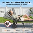 thumbnail image 4 of Outsunny Chaise Longue Pliante, Chaise de Bronzage Réglable à 5 Niveaux, Gris, 4 of 10