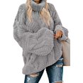 thumbnail image 1 of Pullovers à Manches Longues Dénudées pour Femmes, Col en V Côtelé, Pull Ample, 1 of 3