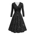 thumbnail image 2 of Offre à Durée Limitée Iumwxz Robe à Col en V à Manches Longues pour Femmes Tunique Robe de Performance Robe à Imprimé Brillant Robes Longues pour Femmes Robe Ample et Fluide pour la Rue, 2 of 4