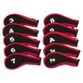 thumbnail image 4 of Ensemble de 10 Couvre-Chefs en Fer de Golf, Couvre-Chef de Club de Golf, Manchon Imperméable pour l'Extérieur, Rouge et Noir, 4 of 8
