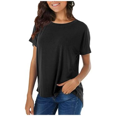 AMERTEER T-Shirts Décontractés d'Été pour Femmes à Manches Courtes Col Rond Grande Taille Basique, Veuillez Acheter une Ou Deux Tailles Plus Grandes Que la Normale