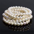 thumbnail image 3 of Natural Genuine White Pearl Gemstone 8mm Round Beads Stretch Bracelet 7 Inch Unisex, 3 of 3