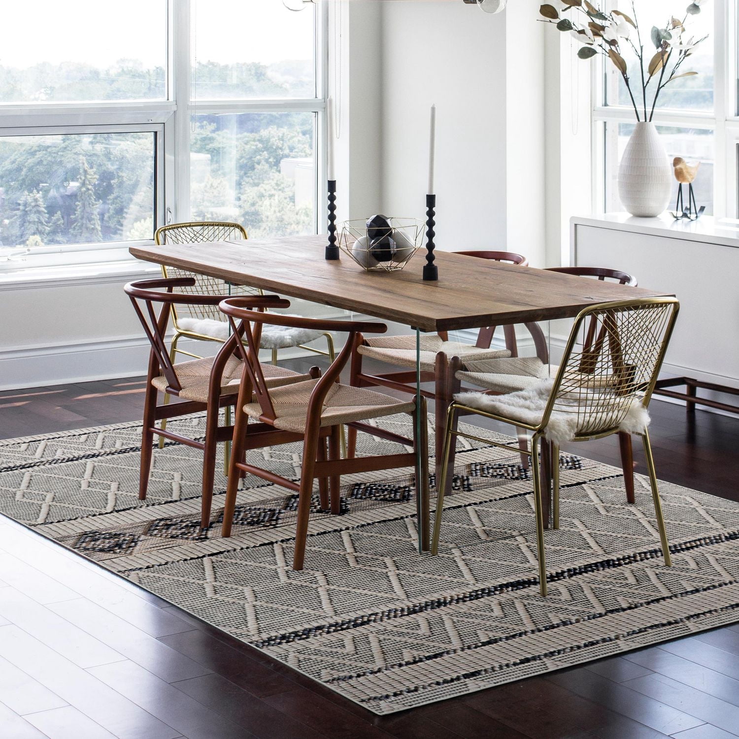 Tapis Mirage Novi crème et gris de 8 pi x 10 pi
