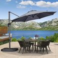 thumbnail image 1 of PURPLE LEAF Parasol Déporté Rond de 10 Pi pour Terrasse Extérieure, Grand Parasol Suspendu, Parasol en Aluminium avec Rotation à 360°, Parasol de Jardin et de Piscine Ajustable, Gris, 1 of 8