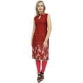 thumbnail image 1 of Bimba Tunique Sans Manches à Imprimé Floral Bordeaux pour Femme, Kurta Kurti de Designer-14, 1 of 6