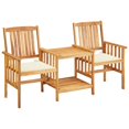 thumbnail image 1 of vidaXL Garden Chairs with Tea Table and Cushions Solid Acacia Wood, 1 of 5