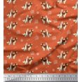 thumbnail image 1 of Soimoi Orange Rayon Fabric Bird,Paw & Cocker Spaniel Dog Printed Craft Fabric by the Yard 56 Inch Wide, 1 of 3