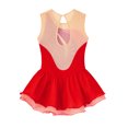 thumbnail image 4 of YONGHS Robe de Patinage Artistique Brillante pour Filles Enfants avec Strass Sans Manches en Mousseline Robe de Danse Ballet Rouge 8, 4 of 5