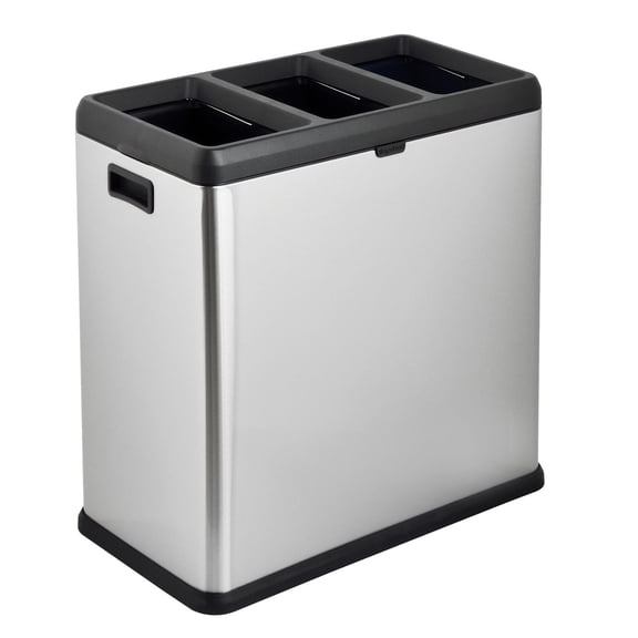 Poubelle et bac de recyclage The Step N 'Sort 60L à toit ouvert de 3 compartiments