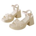 thumbnail image 4 of Pisexur Women Shoes Summer Solid Color One-line Strappy Beach Sandals on Clearance, 4 of 7