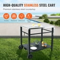 thumbnail image 3 of KFFKFF Chariot de Cuisson Extérieur à Double Couche, Support Mobile de Préparation de Repas pour Barbecue, Surface Métallique Polyvalente, Unité Transportable pour Four à Pizza, Poste de Travail avec Paire de Rouleaux, Poignée de Transport, 3 of 9